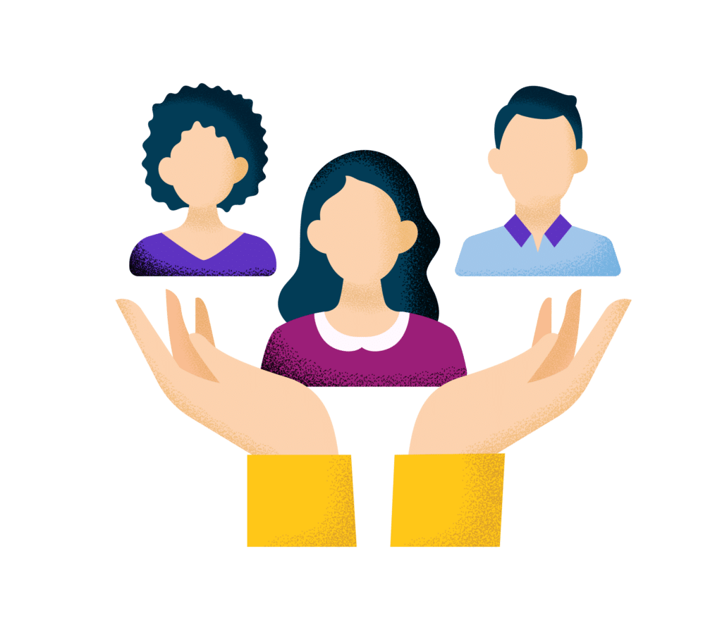 hands holding a group of people to illustrate group coaching