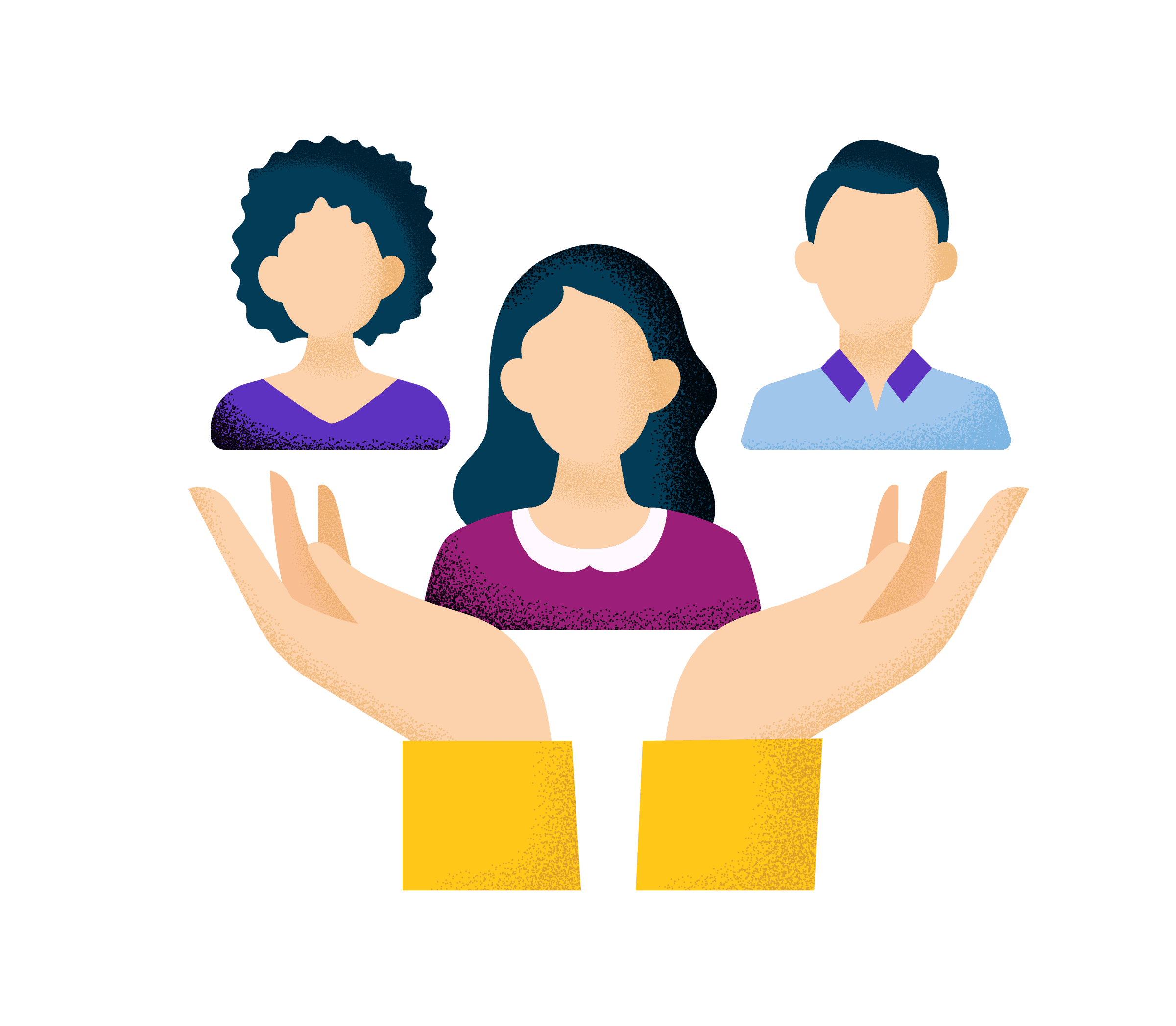 hands holding a group of people to illustrate group coaching