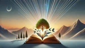 a book with a tree growing out of it