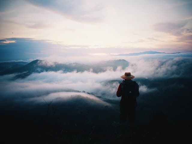 mountain, nature, adventure, standing, outdoors, landscape, hiking, man, travel, trekking, silhouette, journey, traveler, people, hiker, sunset, leisure, hill, freedom, adventure, hiking, journey, journey, journey, journey, journey