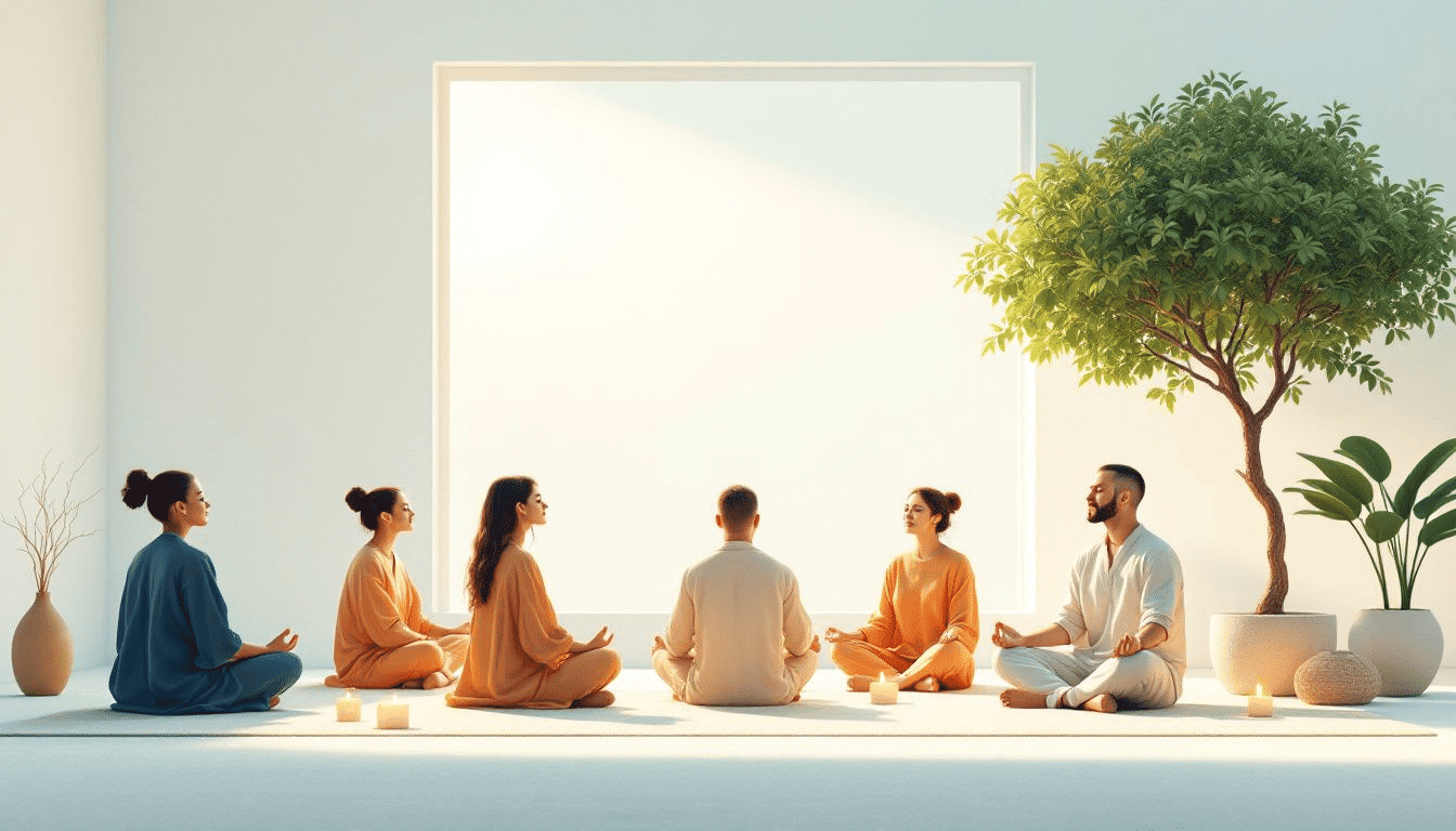 A workplace wellness session incorporating mindfulness practices.